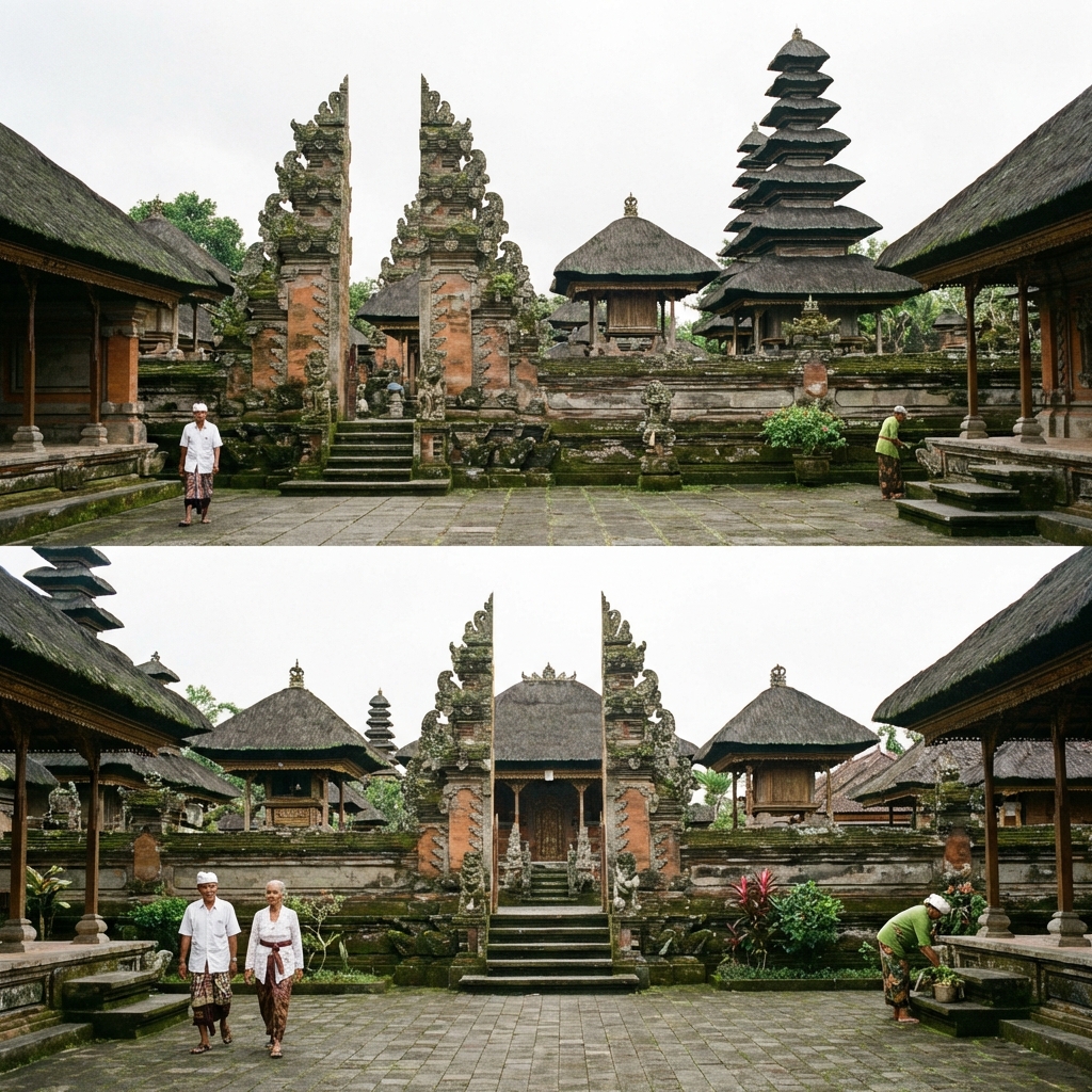 Royal palace courtyard with traditional pavilions