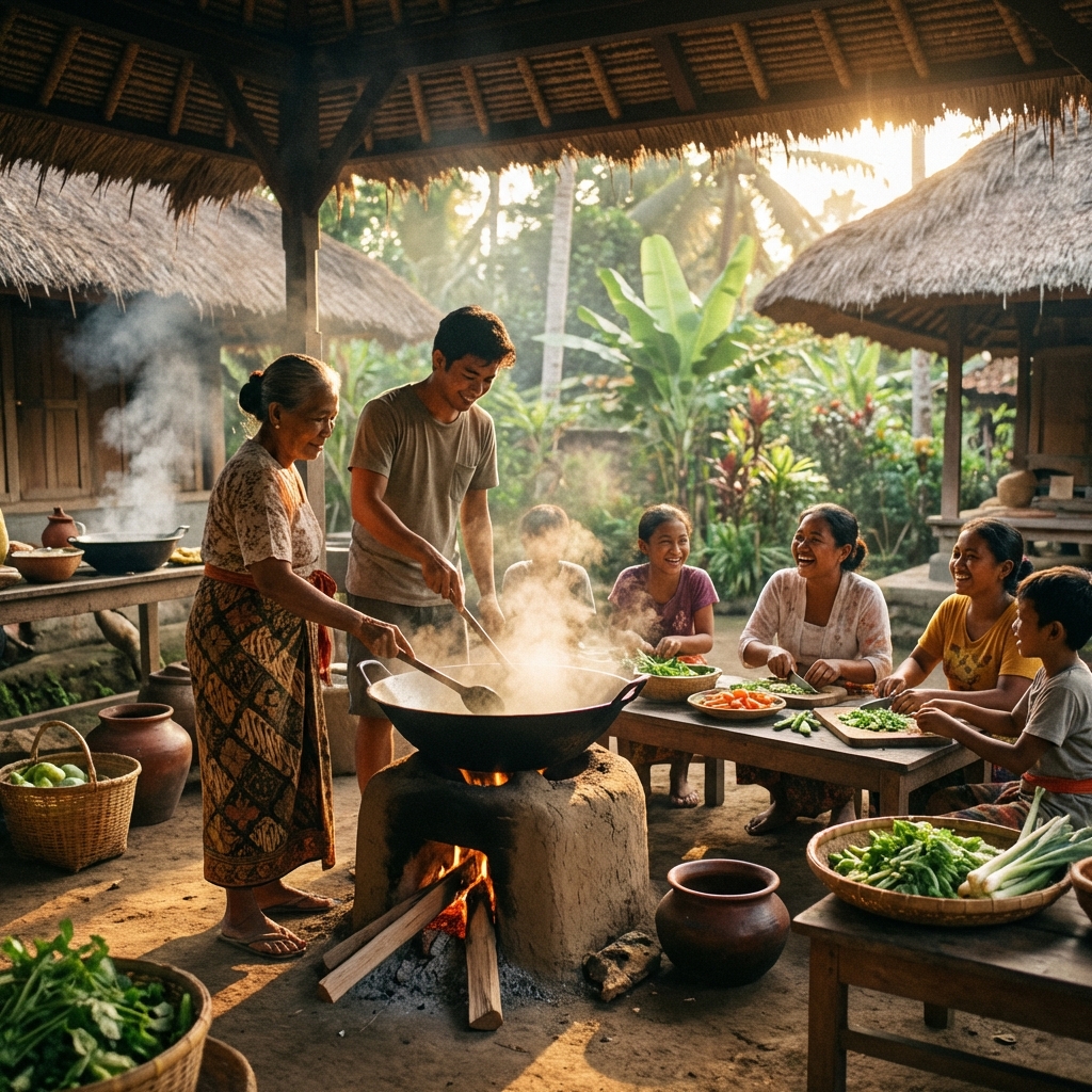 Cooking traditional Balinese food