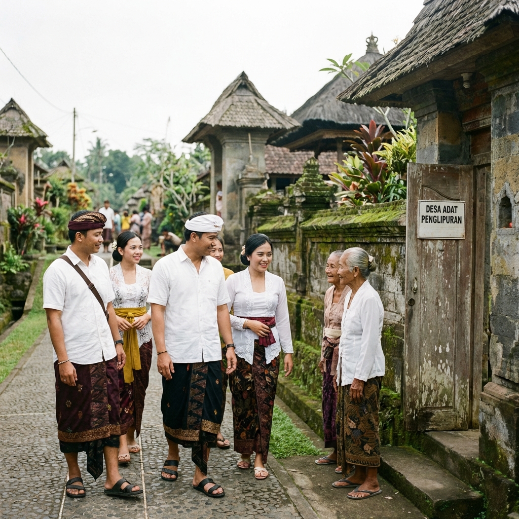 Visitors in traditional Balinese attire