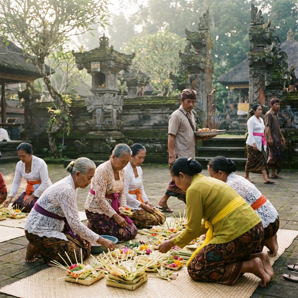 Traditional Balinese village pathway in Bedulu, Gianyar