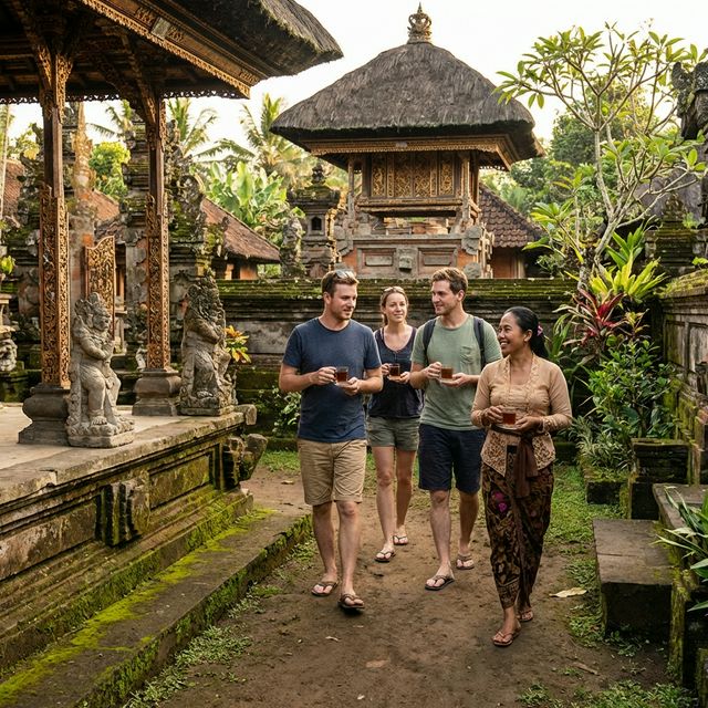 Guided walk around a uniquely carved traditional Balinese house